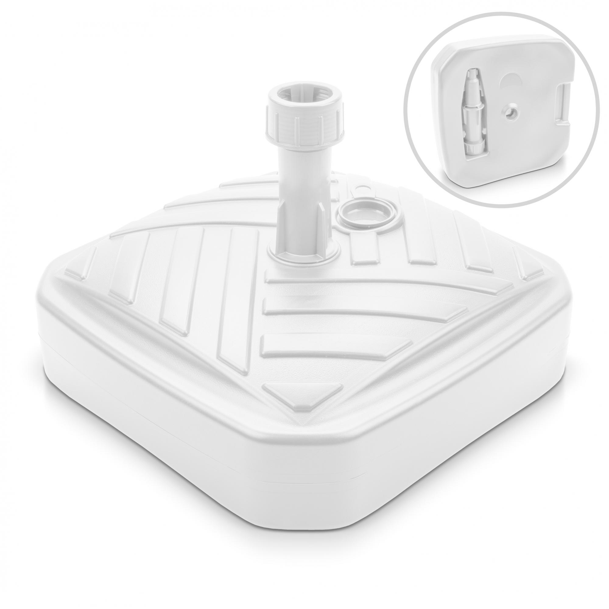 Sonnenschirmständer Kunststoff Holzoptik weiß eckig Schirmständer